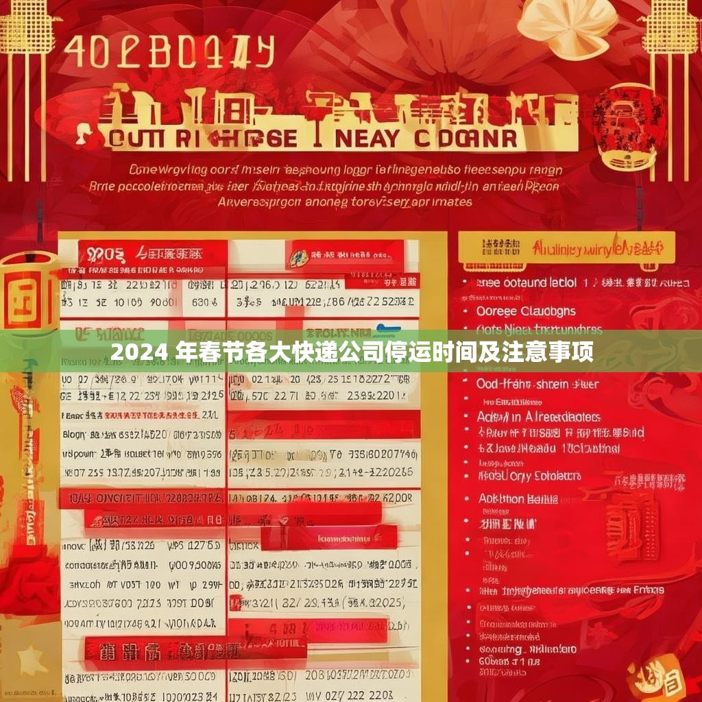 2024 年春节各大快递公司停运时间及注意事项